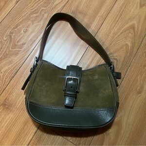 [Coach] Olive Green Suede Leather Shoulder Bag